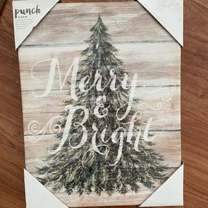 Merry & Bright Christmas Tree Canvas-NWT